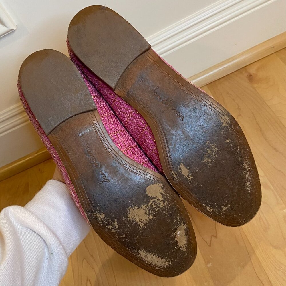 Sam Edelman Pink Tweed Loafers with Gold Hardware - Picture 7 of 8
